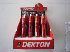 24. x Dekton 6 LED Ratchet Torch. Magnetic bit holder, compartment for bit storage and super bright