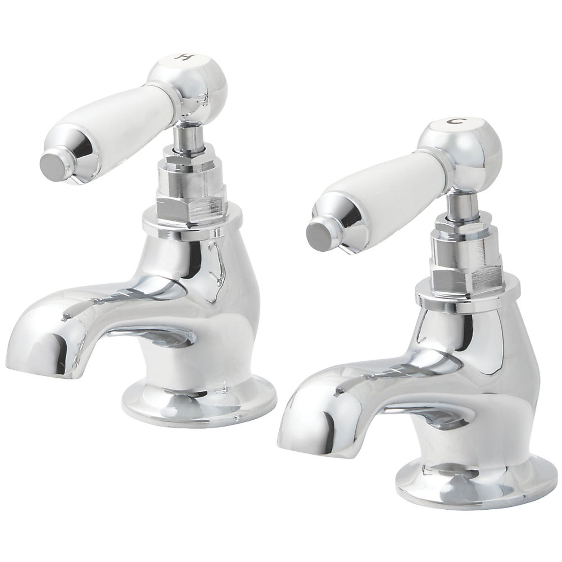 (AQ19) BREAN PILLAR BATH TAPS. 1/4 Turn Suitable for High & Low Pressure Systems Chrome Wast...