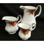 Vintage Royal Albert Old Country Rose 3 Graduated Jugs