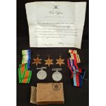 WWII Medals Atlantic Star 1939-45 Star Africa Star Defence Medal War Medal 1939-45 Plus Certificate