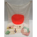 Vintage Parcel of Post WWII Japanese Silk Items Includes Flag