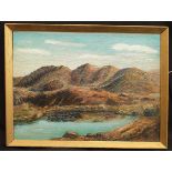Antique Framed Art Oil on Board Painting Landscape Signed Lower Right 1930