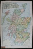 Antique Key Map of Scotland 1899 G. W Bacon & Co.