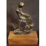Antique Brass Figure Hercules & The Lion 4 Inches Tall