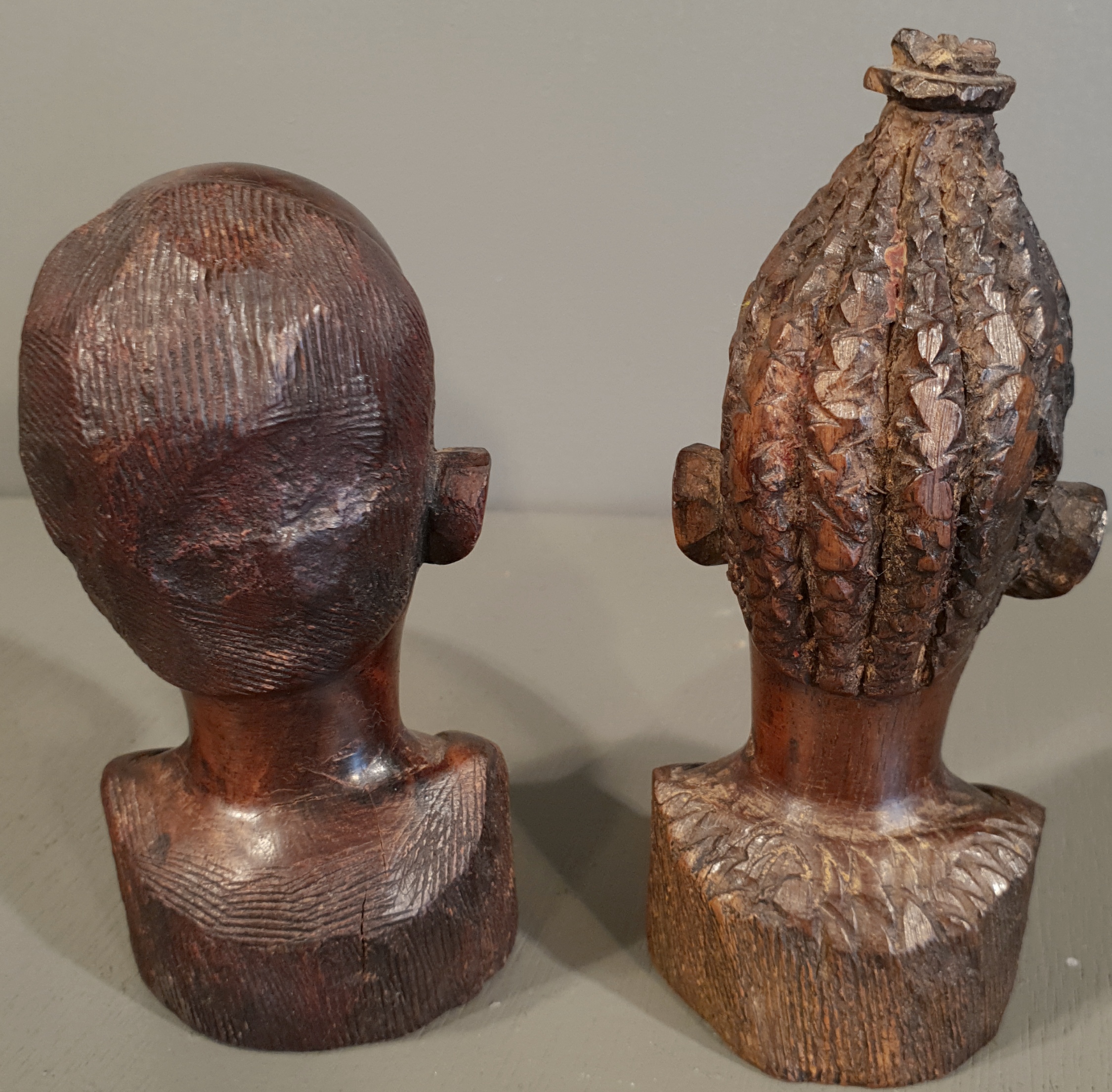 Vintage 2 x Carved Wood African Sculptures Male & Female - Image 2 of 2