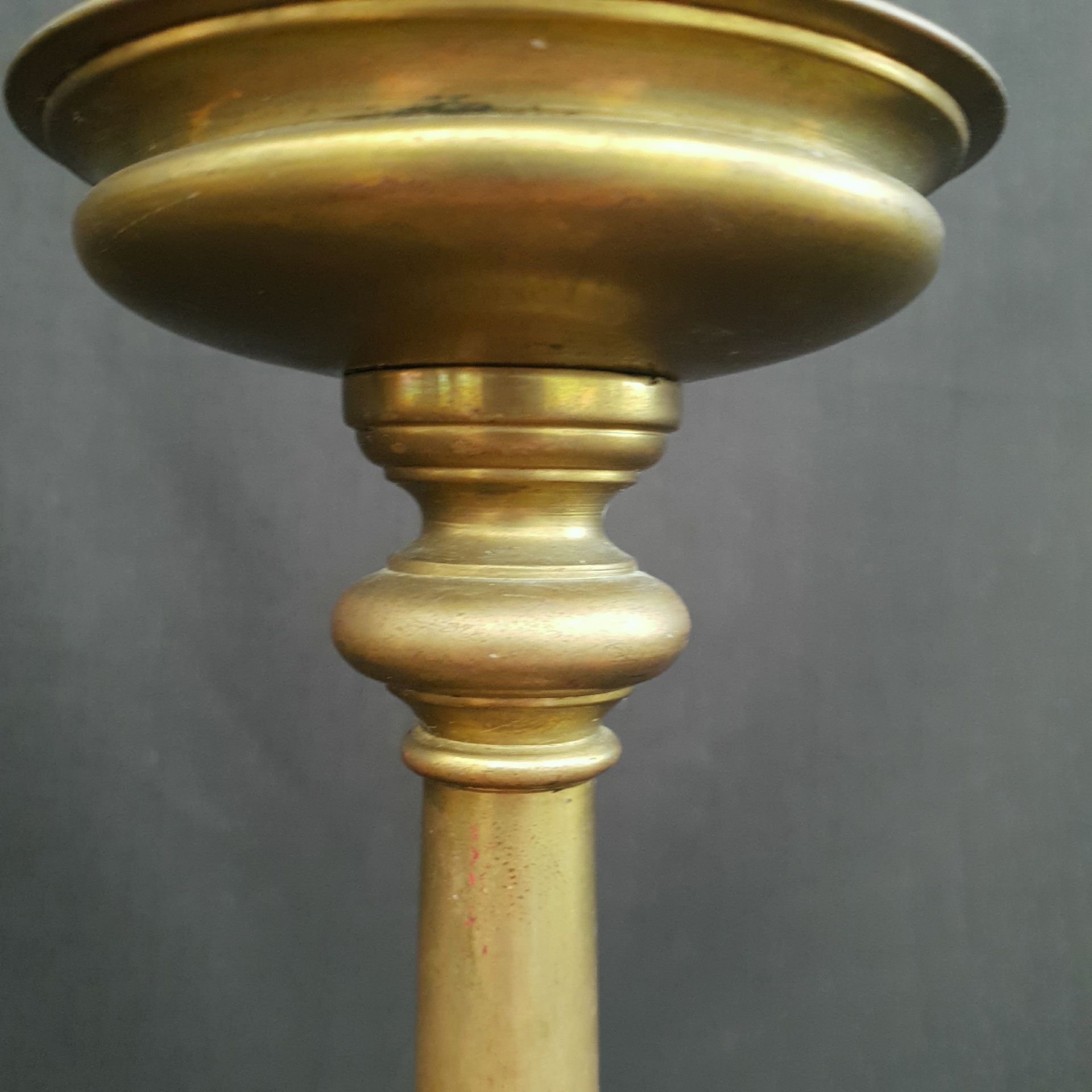 Antique Pair Converted Brass Candlestick Table Lamps - Image 4 of 5