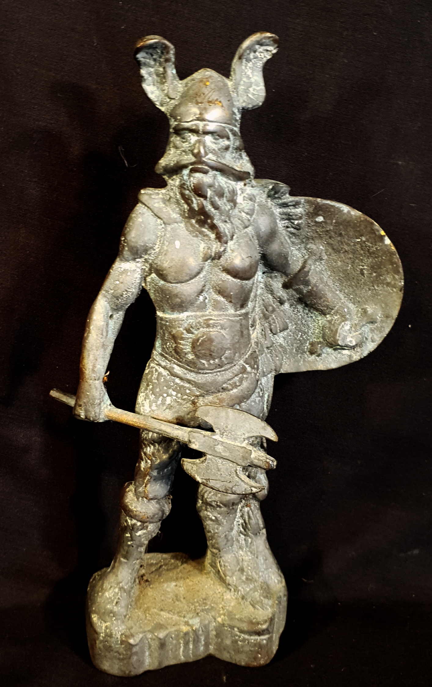 Vintage Solid Brass Viking Figure 9 Inches Tall