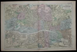 Antique Map Plan of Glasgow 1899 G. W Bacon & Co.