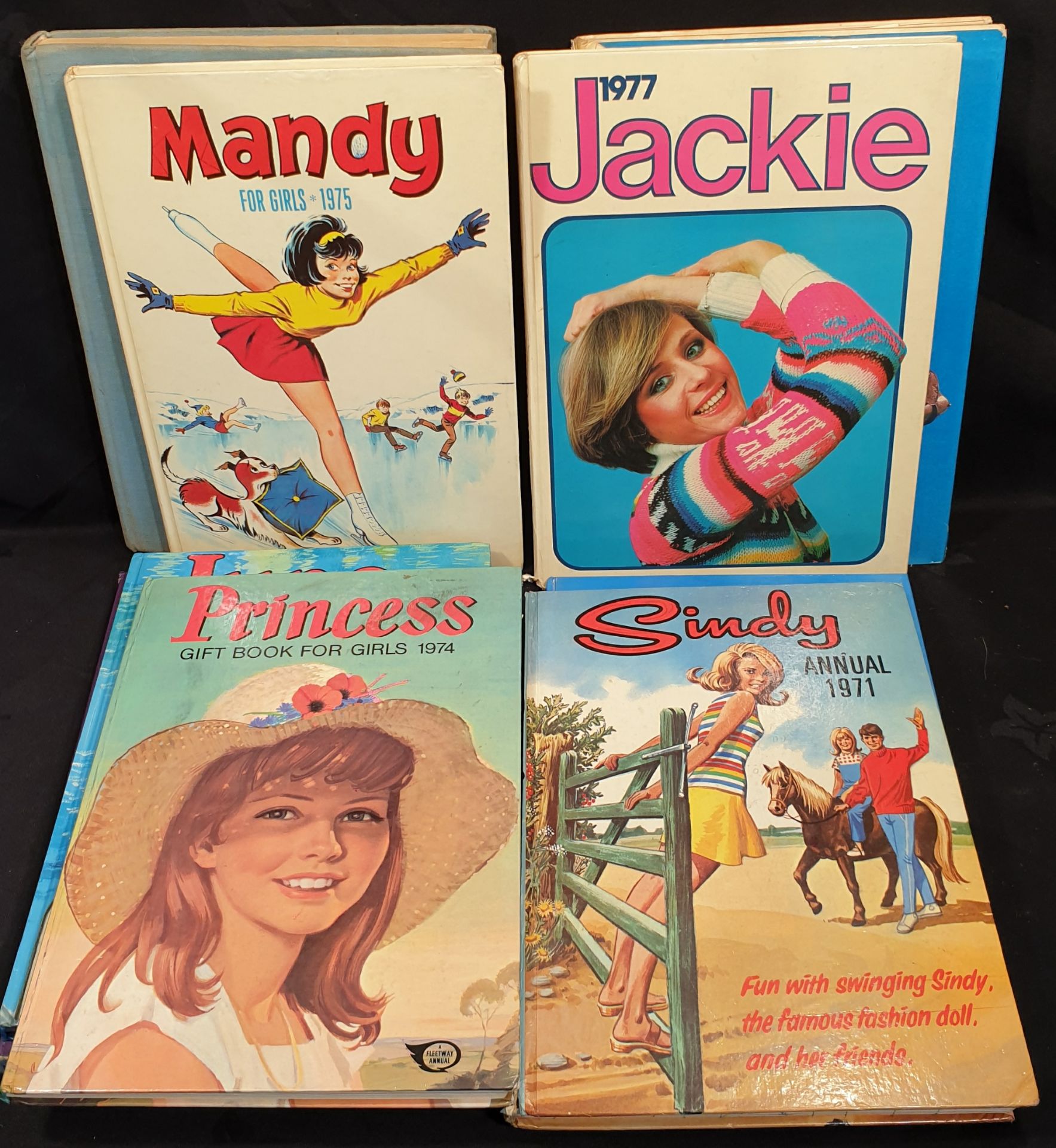 Vintage 9 x Girls Annuals Sindy Mandy June Bunty etc. c1970's