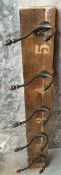 Antique Wood Coat Hook 5 Hooks With Acorn Finials
