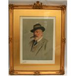 Antique Cecil Curtis Print of King Edward VII Glazed & Framed