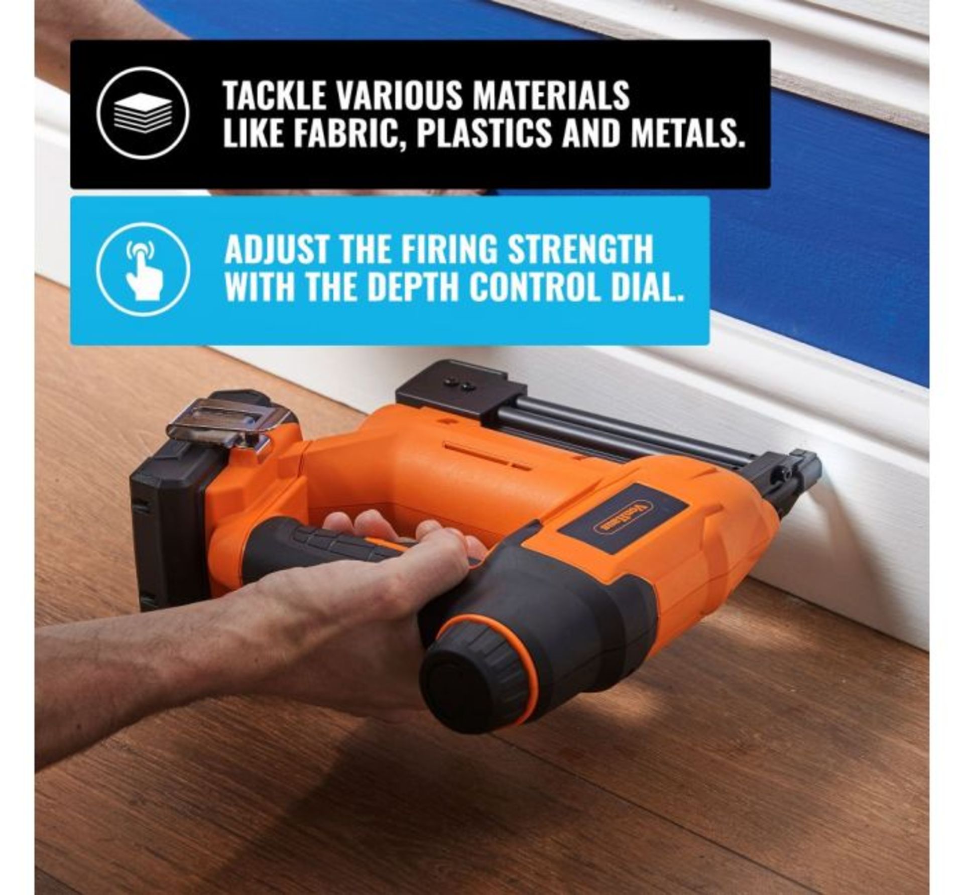 (DD44) 18V Li-ion Cordless Nailer Stapler Includes 500x staples 19mm, 500x brad nails 25mm and... - Image 2 of 3