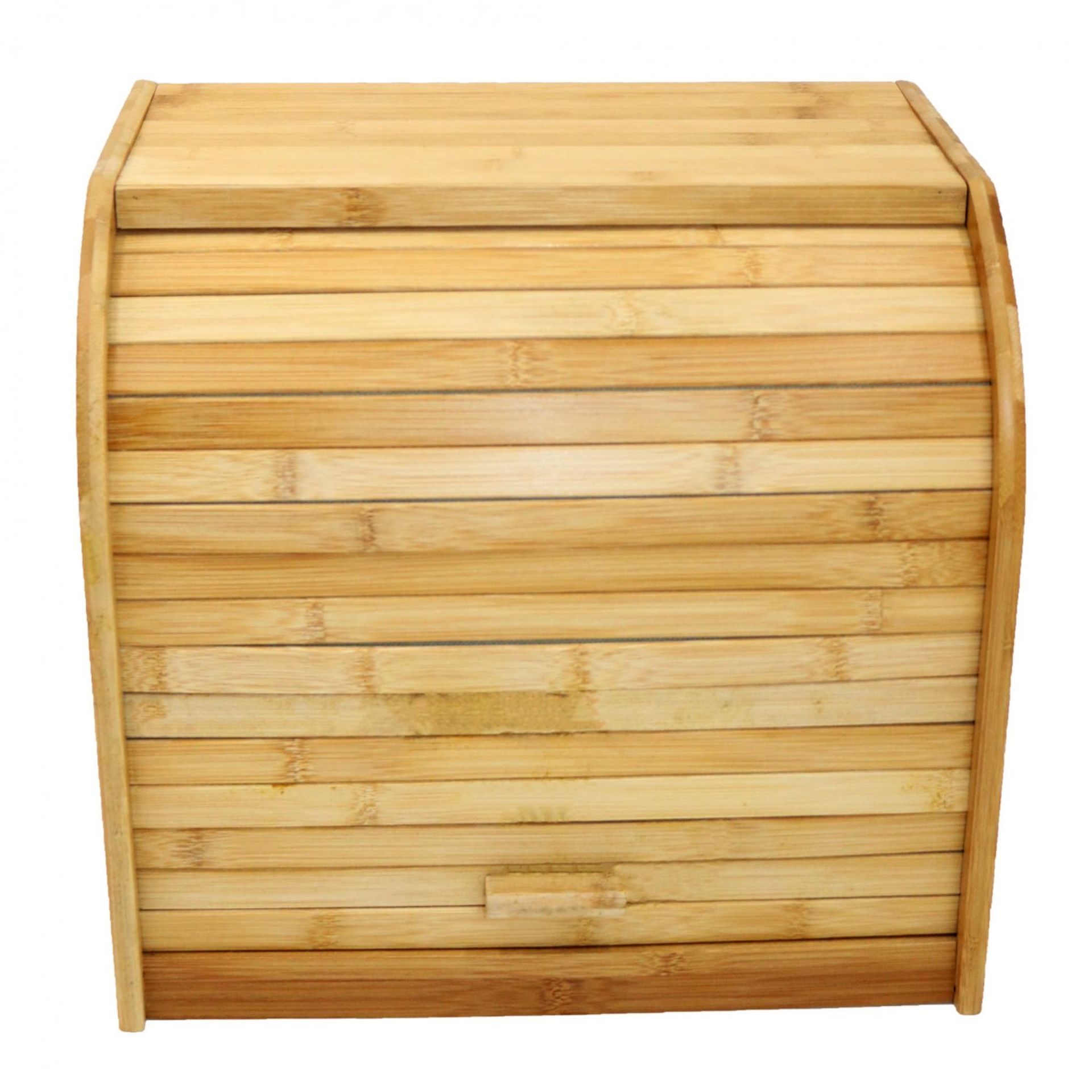 (D24) Double Layer Roll Top Bamboo Wooden Bread Bin Kitchen Storage 100% Natural Bamboo Wipe ... - Image 2 of 2