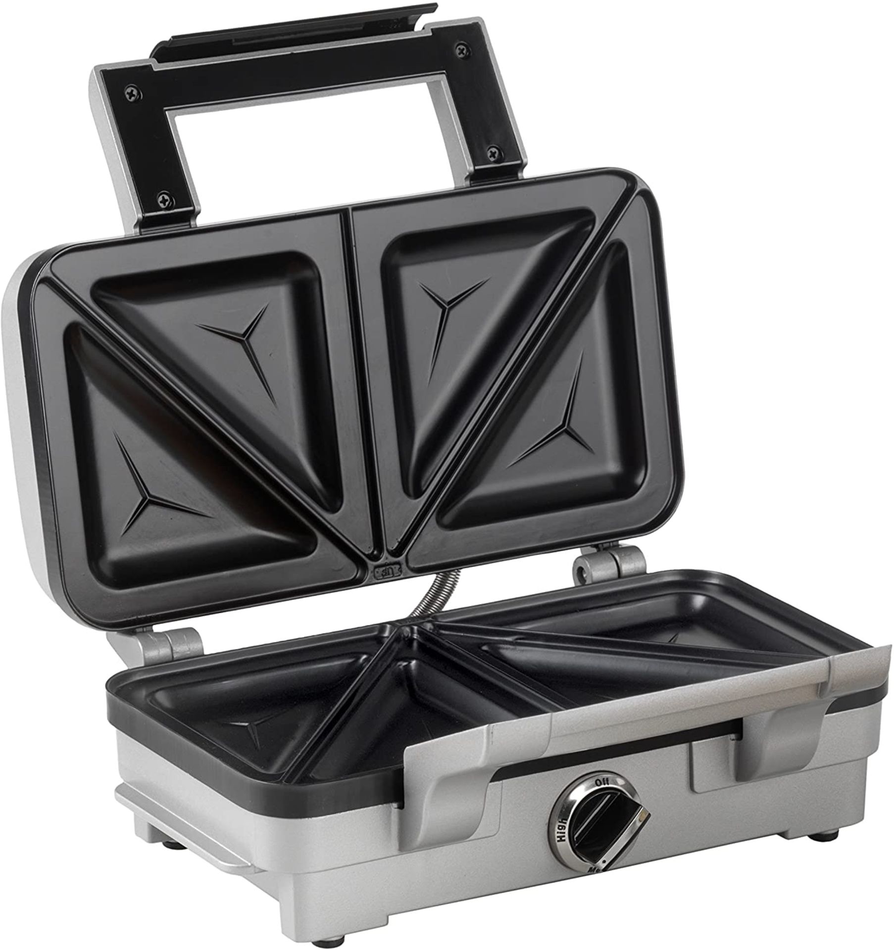 (M61) Cuisinart 2-in-1 Sandwich and Waffle Maker, 1000 W - Silver Extra large sandwich plates w...