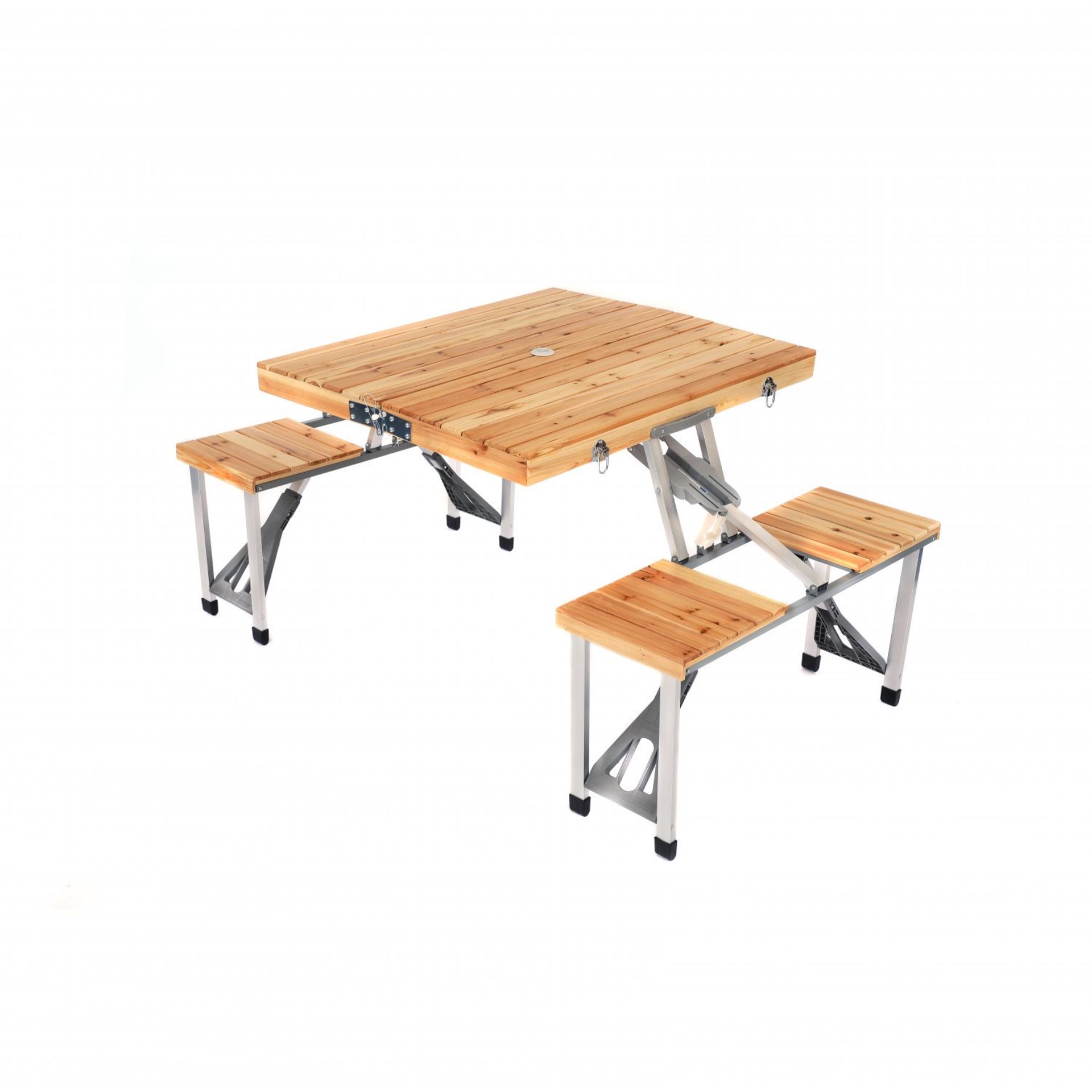 (D17) Wooden Folding Outdoor Picnic Table and Bench Set 4 Seats Open Dimensions: 134 x 82 x 66...