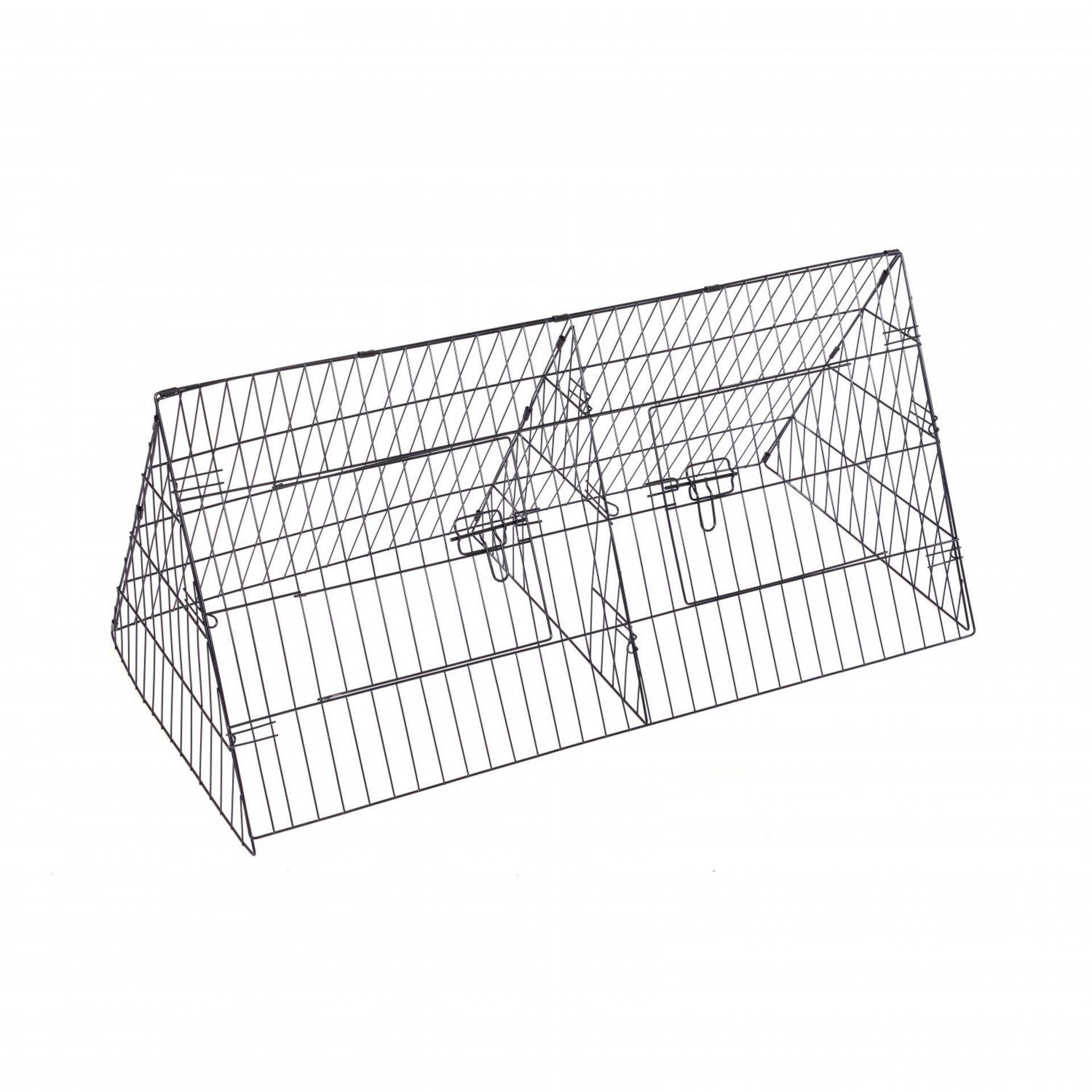 (LF220) 48" Metal Triangle Rabbit Guinea Pig Pet Hutch Run Cage Playpen The triangle hutch... - Image 2 of 2