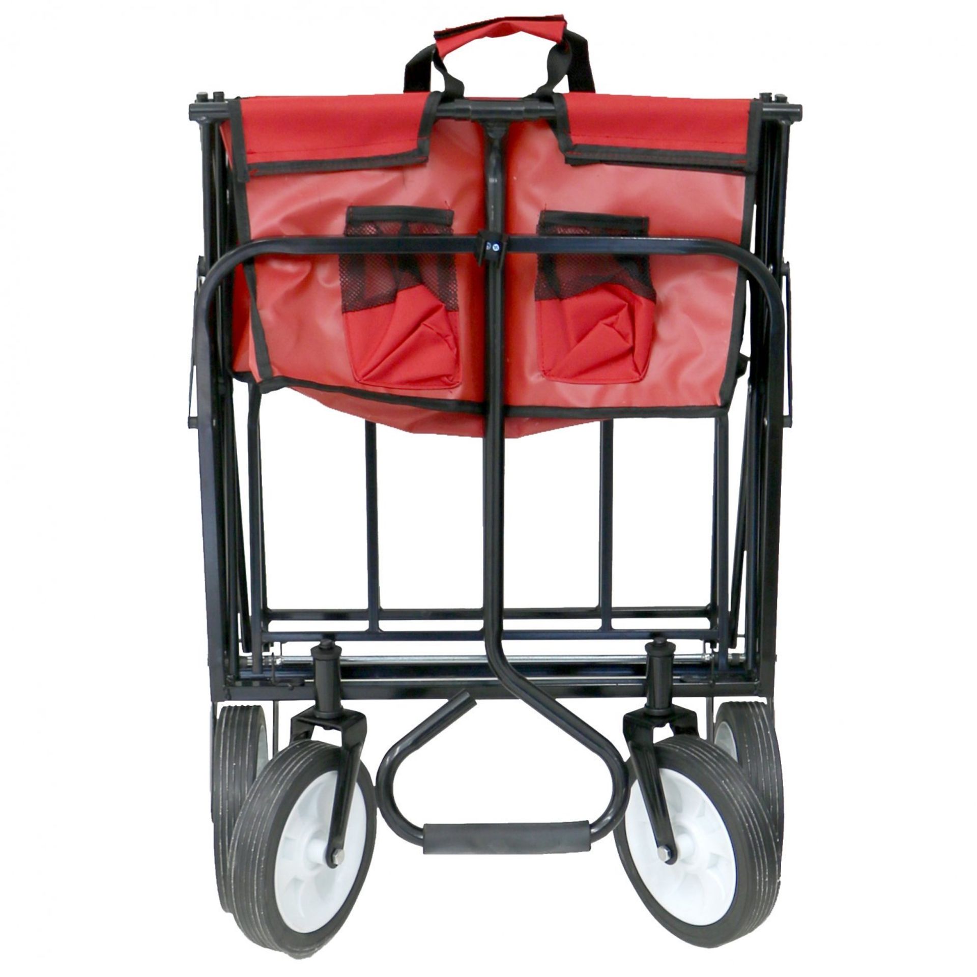 (D2) Red Heavy Duty Foldable Garden Trolley Cart Wagon Truck Dimensions: 116 x 54 x 90cm Folde... - Image 2 of 2