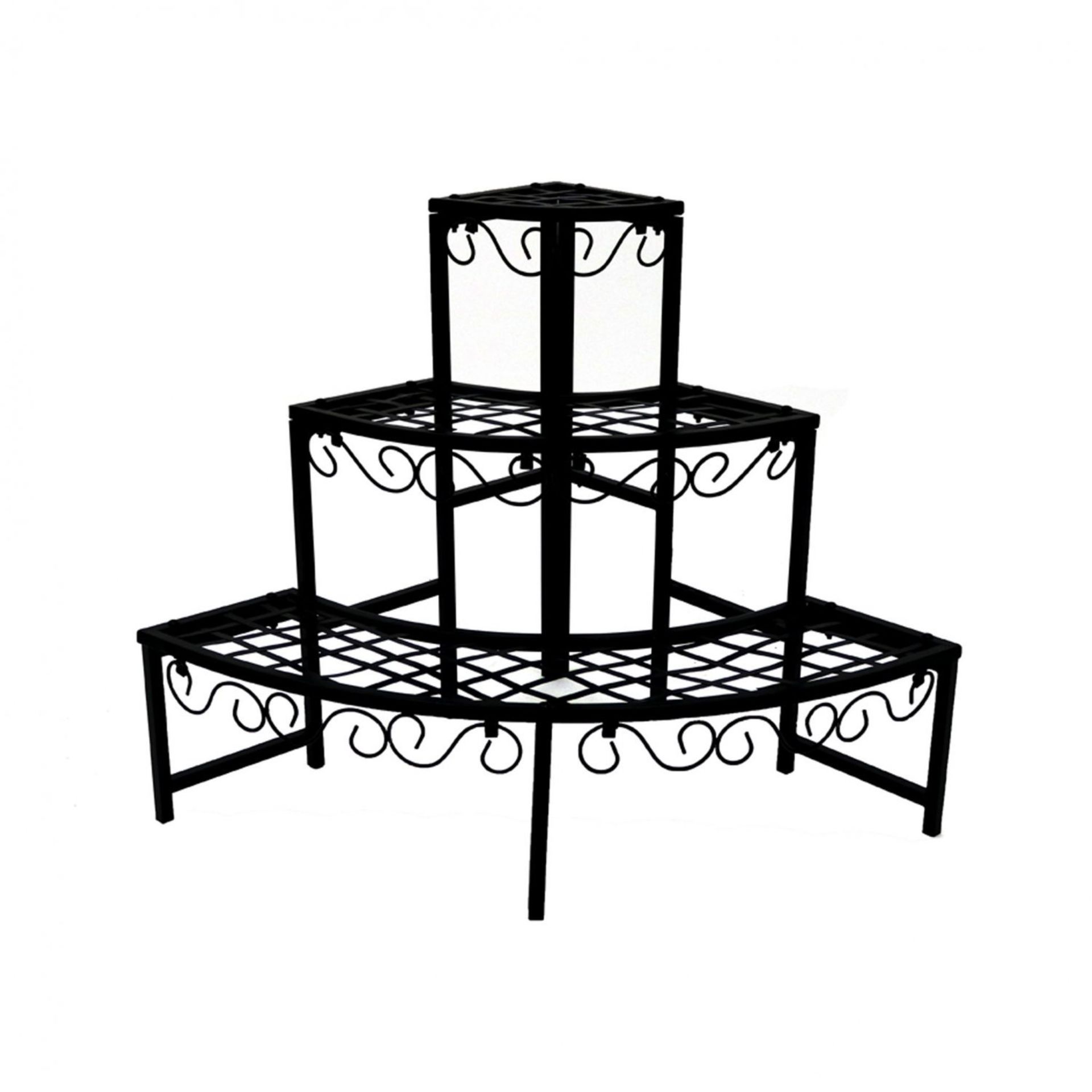 (D30) 3 Tier Corner Metal Garden Flower Plant Stand Display Shelf Dimensions: 60 x 60 x 60cm ...