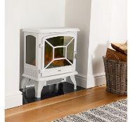 (D15) 1800W White Panoramic Stove Heater Three tempered glass panels offering a panoramic view...