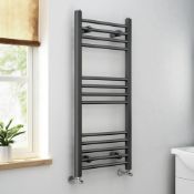 (CR7) 1100x500mm Black Matt Heated Towel Radiator. Corrosion resistant low carbon steel body C...