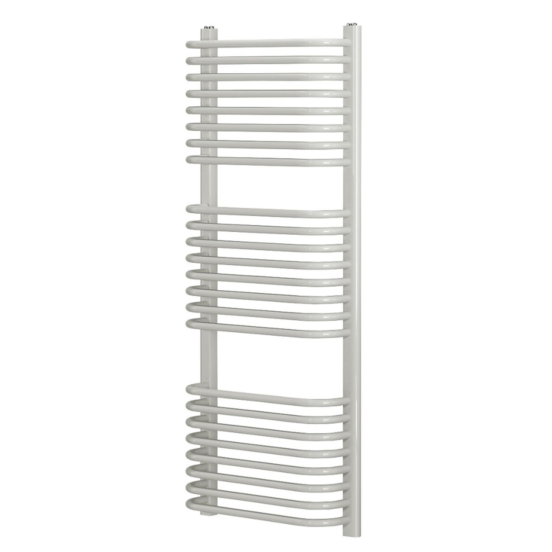 (CR6) 1200x500mm CURVED D-BAR TOWEL RADIATOR WHITE. High quality powder-coated steel constructi... - Image 2 of 2