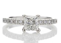 Platinum Stone Set Shoulders Diamond Ring 0.91 Carats