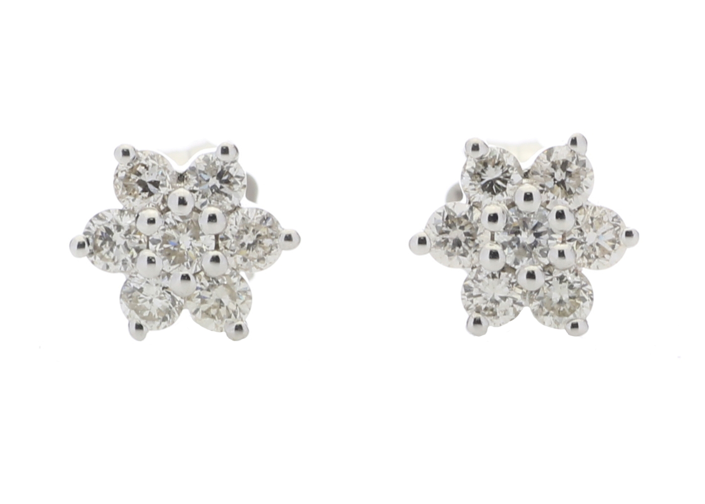 9ct White Gold Diamond Flower Earring 0.45 Carats