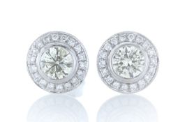 18ct White Gold Halo Set Diamond Earrings 1.20 Carats