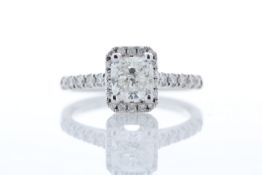 18ct White Gold Radiant Cut Halo Set Diamond Ring 1.32 Carats