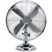 (QW29) 12" Inch Chrome Metal 3 Speed Desk Fan Oscillating Heavy Duty 3 Speed Push Button Speed...