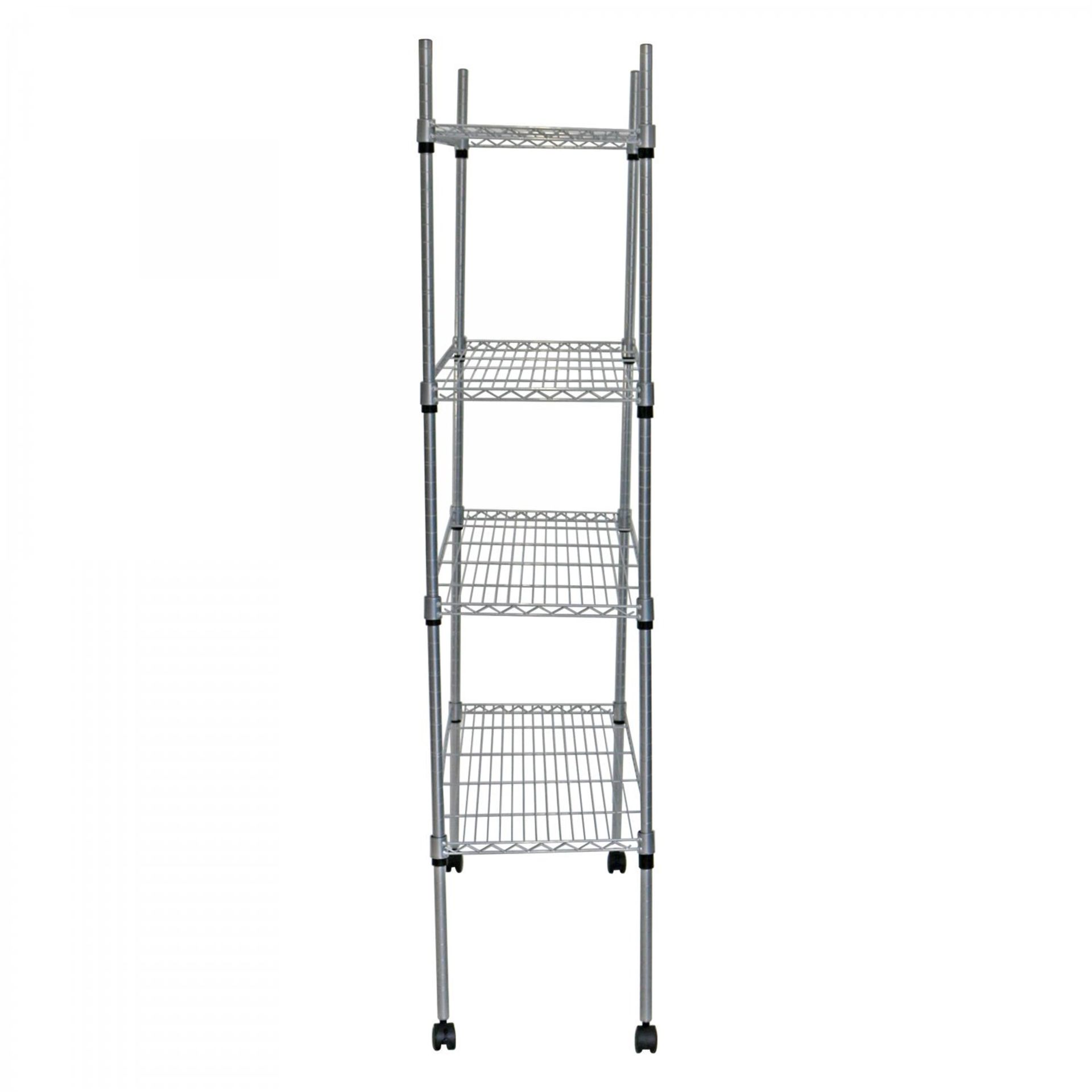 (RL35) 4 Tier Heavy Duty Steel Wire Rack Kitchen Storage Unit w/ Wheels The 4 tier shelving ... - Image 2 of 2