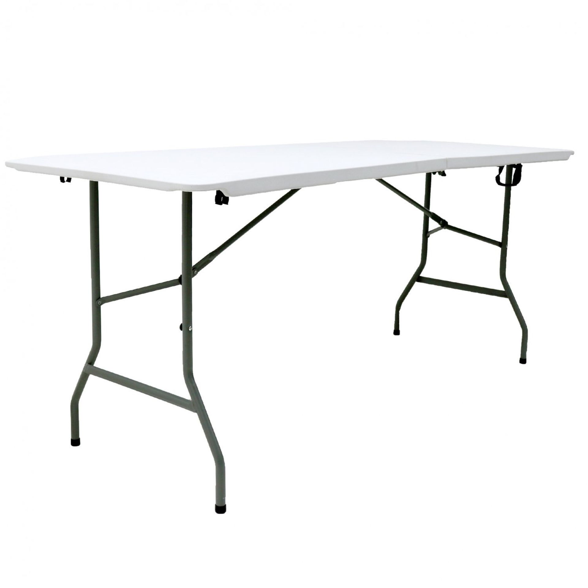 (QW2) 6ft Folding Trestle Table Heavy Duty Catering Garden Party 1.8m Carry Handle For Easy Tr... - Image 3 of 3