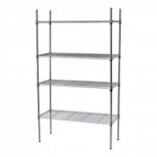 (RL35) 4 Tier Heavy Duty Steel Wire Rack Kitchen Storage Unit w/ Wheels The 4 tier shelving ...