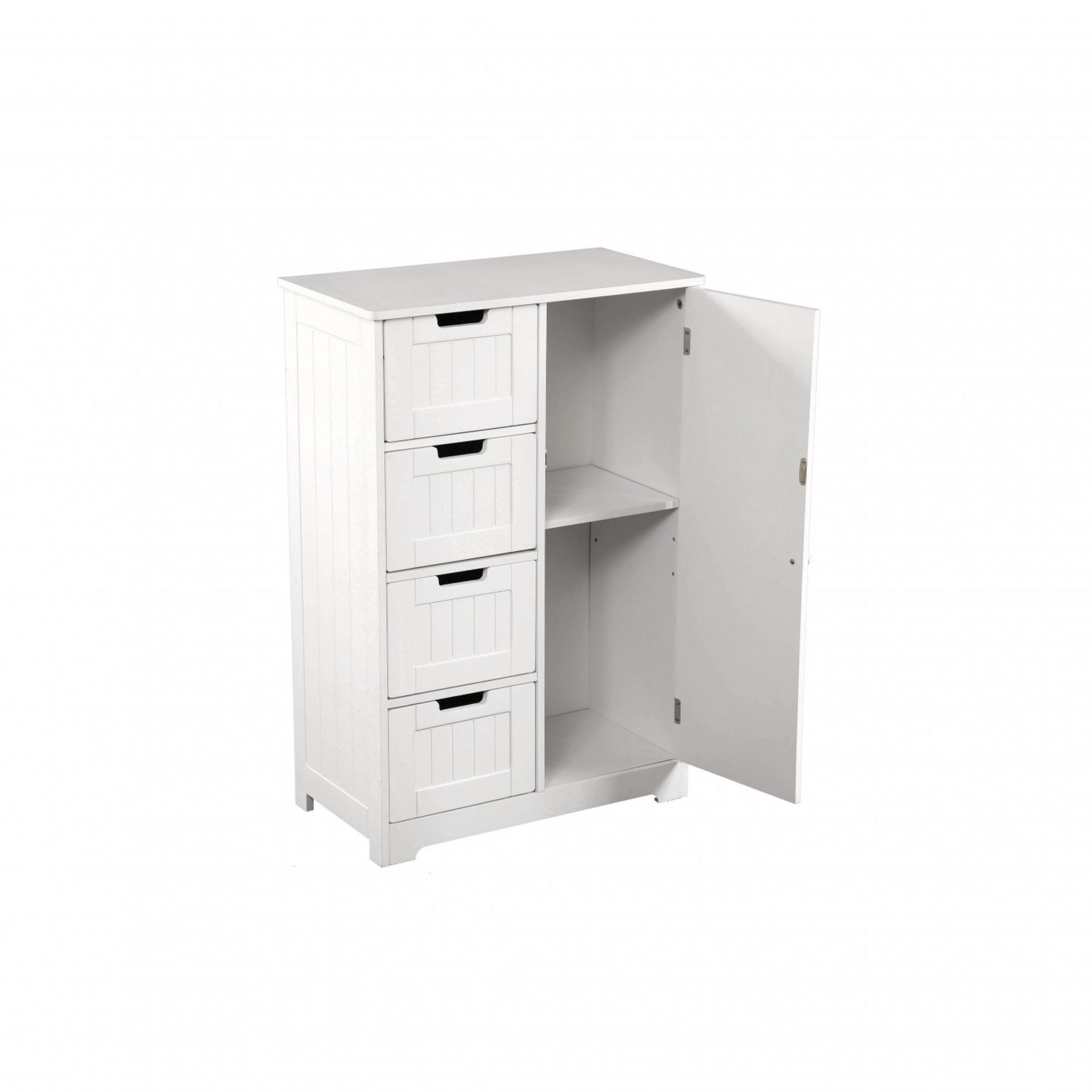 (KK63) White Hallway Bathroom Unit Cupboard Shelf Storage Free Standing with Drawers Add st... - Image 2 of 2