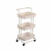 (RL121) 3 Tier Household Kitchen Bathroom Storage Trolley Cart Shelf The storage trolley is ...