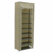 (RU366) 10 Tier 27 Pair Cream Canvas Shoe Rack Cabinet Storage The canvas shoe cabinet is ...