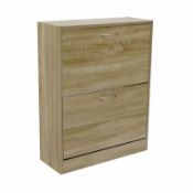 (RL71) 2 Drawer Oak Effect Shoe Storage Cupboard Cabinet Furniture The shoe cupboard is...