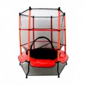 (RL63) 55" Kids Trampoline with Safety Net and Red Spring Cover Garden Outdoors This trampol...