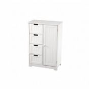 (KK63) White Hallway Bathroom Unit Cupboard Shelf Storage Free Standing with Drawers Add st...