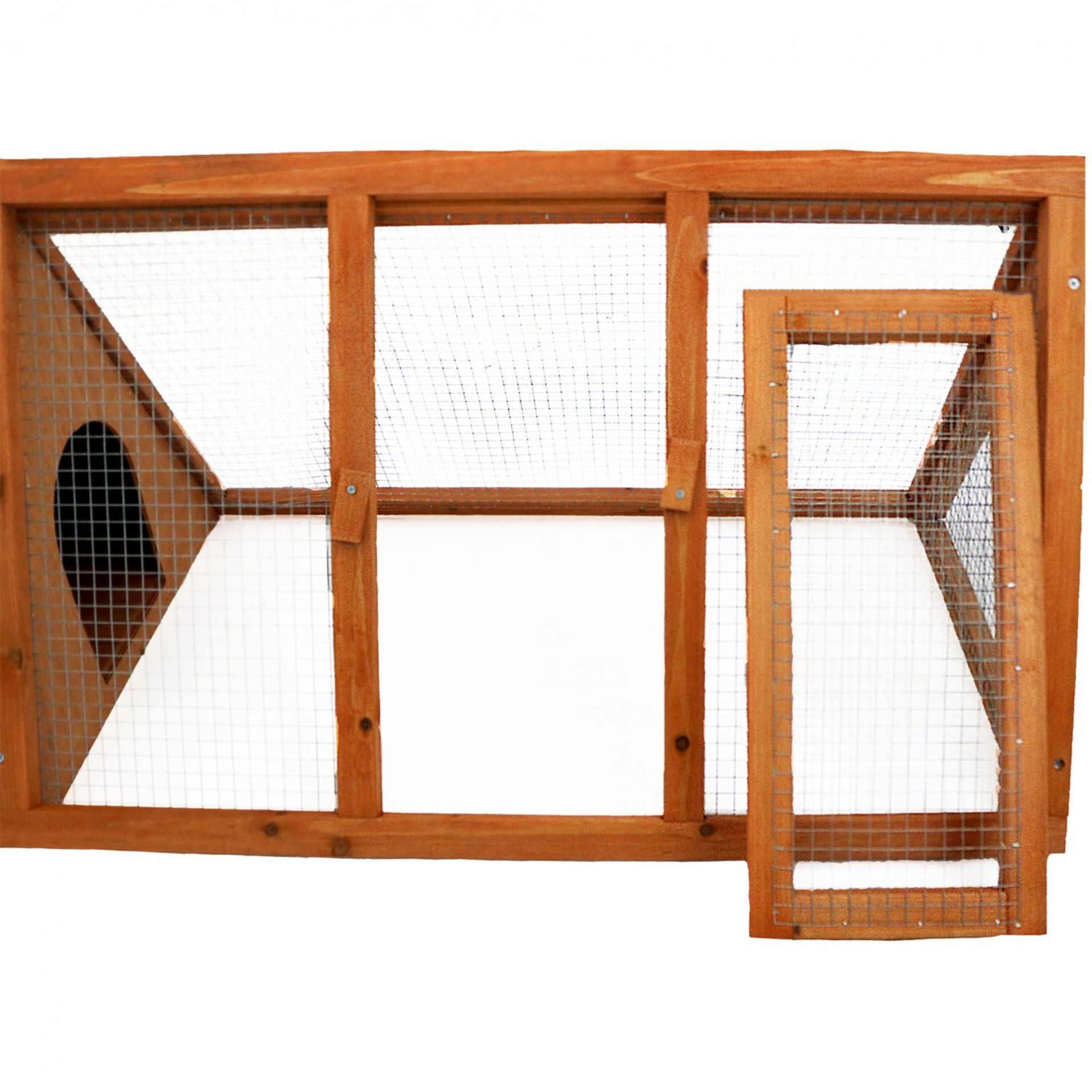 (PP537) Wooden Outdoor Triangle Rabbit Guinea Pig Pet Hutch Run Cage The triangle hutch is... - Image 2 of 2