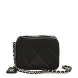 Chanel Black Quilted Satin Mini Timeless Wristlet