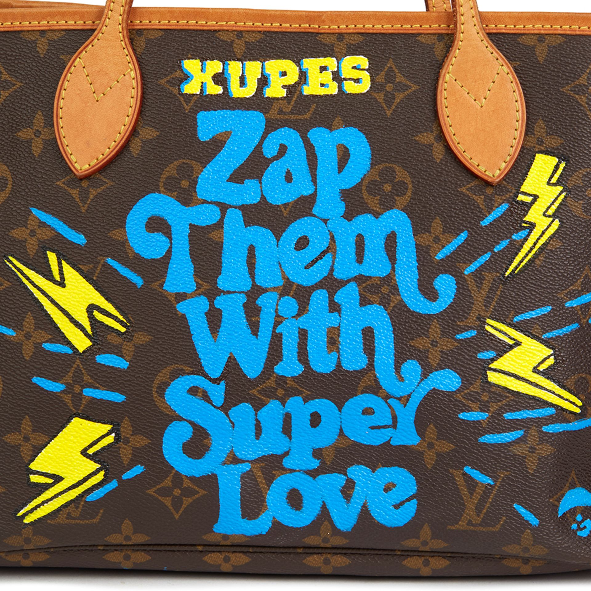 Louis Vuitton X Year Zero London Hand-Painted ‘Zap Them With Super Love’  Brown Monogram Coated Canv - Image 7 of 11