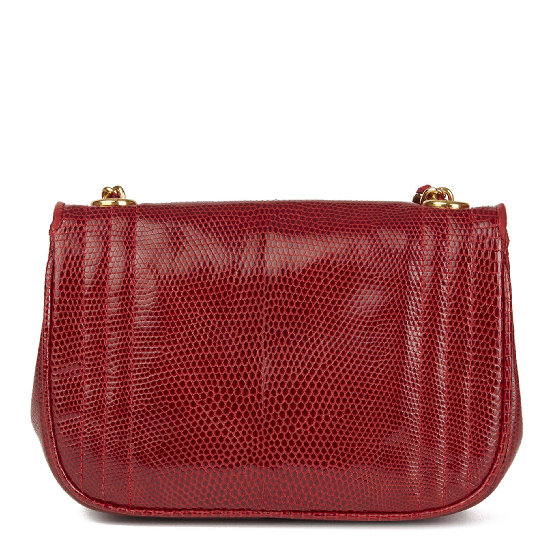 Chanel Red Lizard Leather Vintage Timeless Mini Flap Bag - Image 10 of 12
