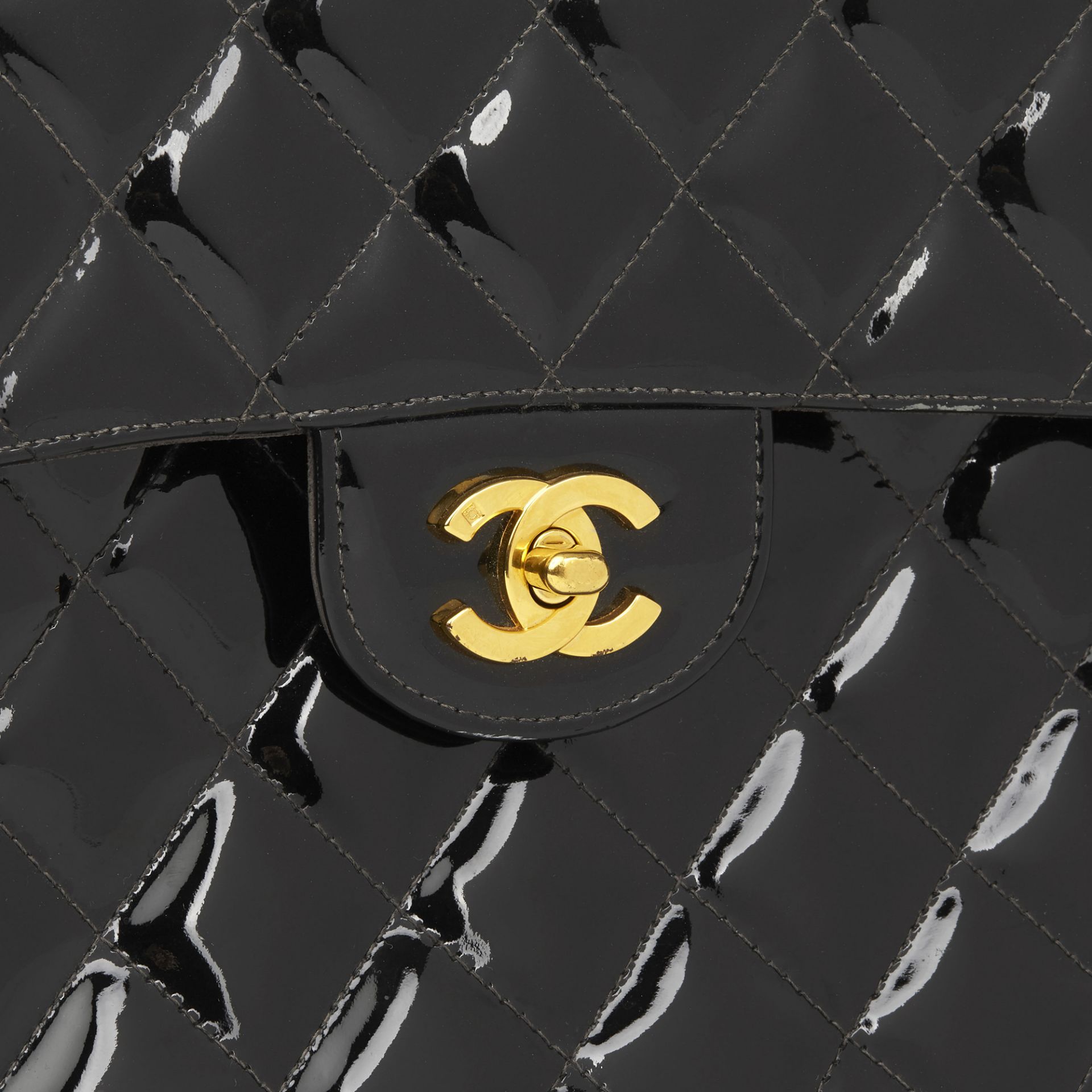 Chanel Black Quilted Patent Leather Vintage Classic Timeless Backpack - Image 8 of 12