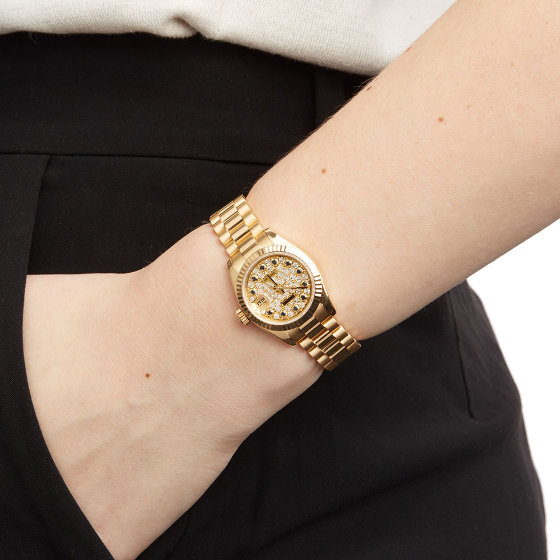 Rolex Datejust 26 179178 Ladies Yellow Gold Diamond & Sapphire Watch - Image 2 of 8