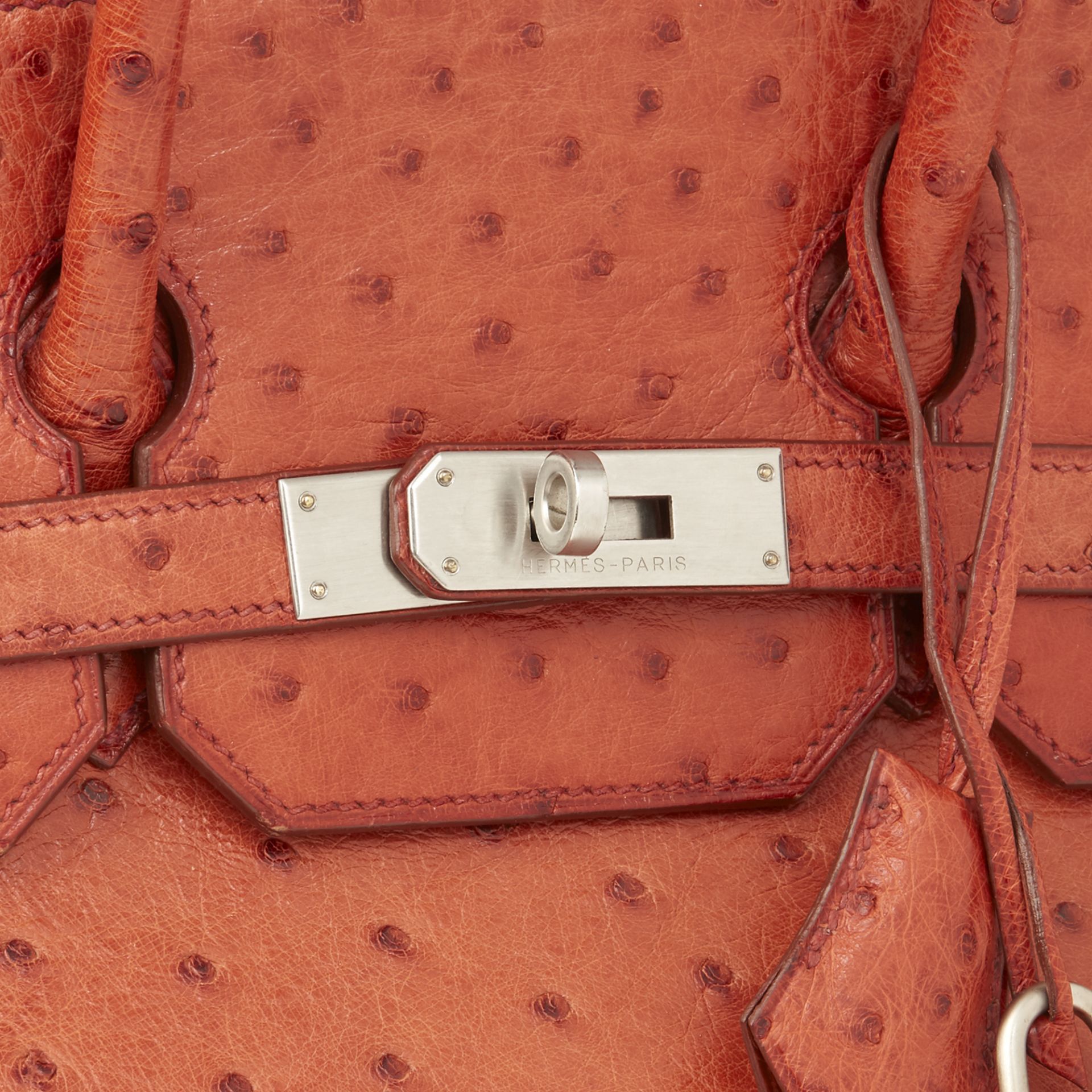 Hermès Tangerine Ostrich Leather Birkin 32Cm Hac - Image 7 of 11