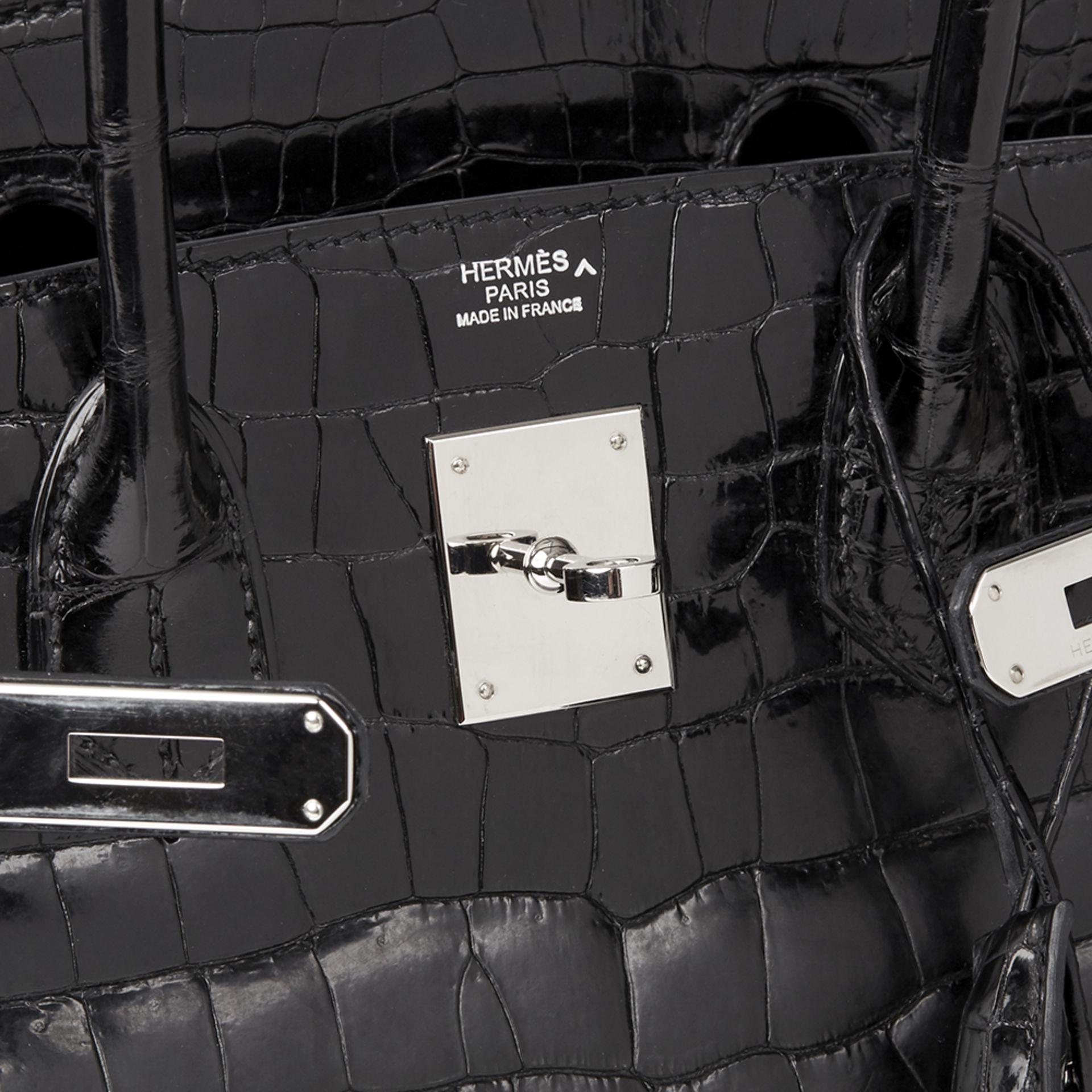 Hermès Black Shiny Porosus Crocodile Leather Birkin 30Cm - Image 7 of 12
