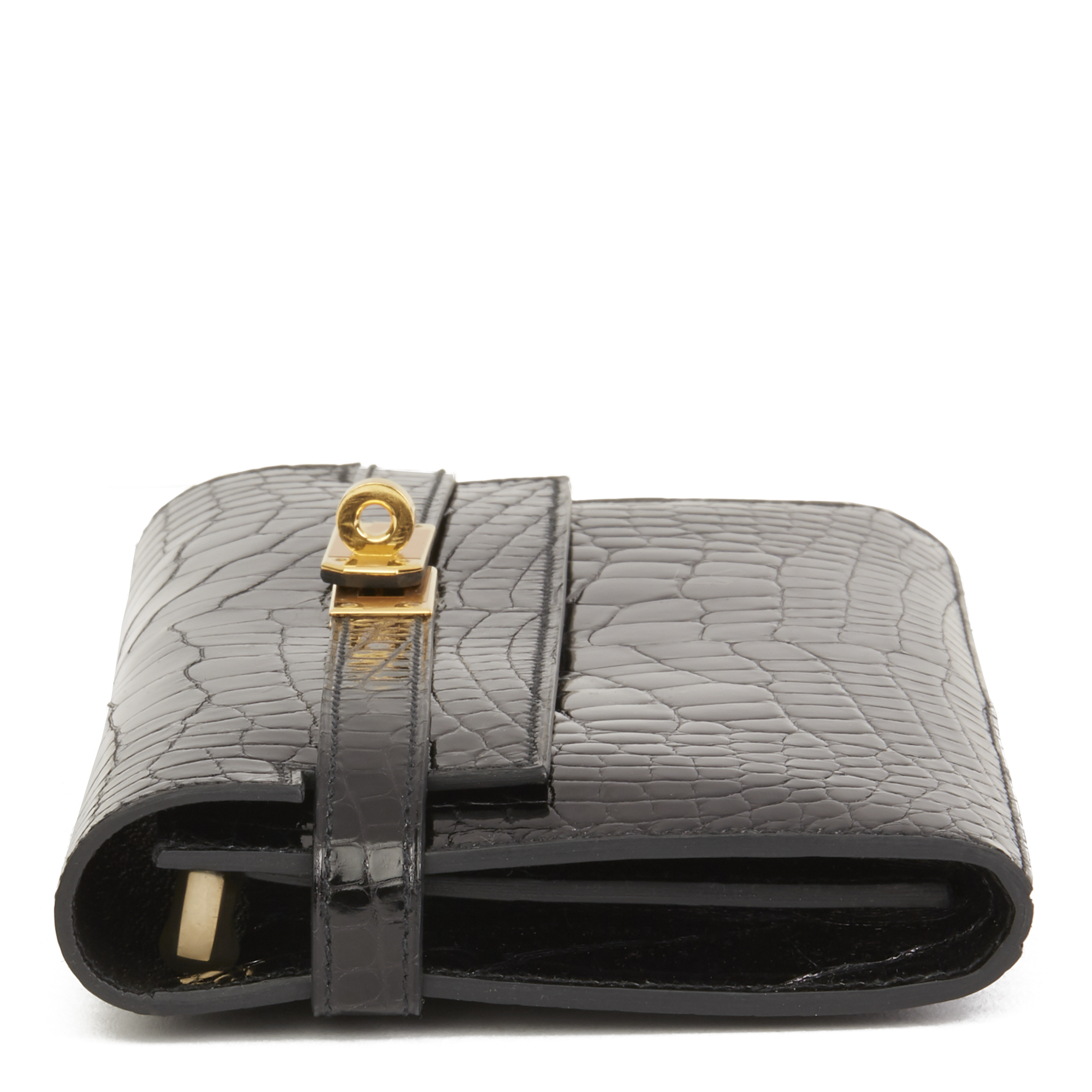 Hermès Black Shiny Mississippiensis Alligator Leather Kelly Long Wallet - Image 11 of 11