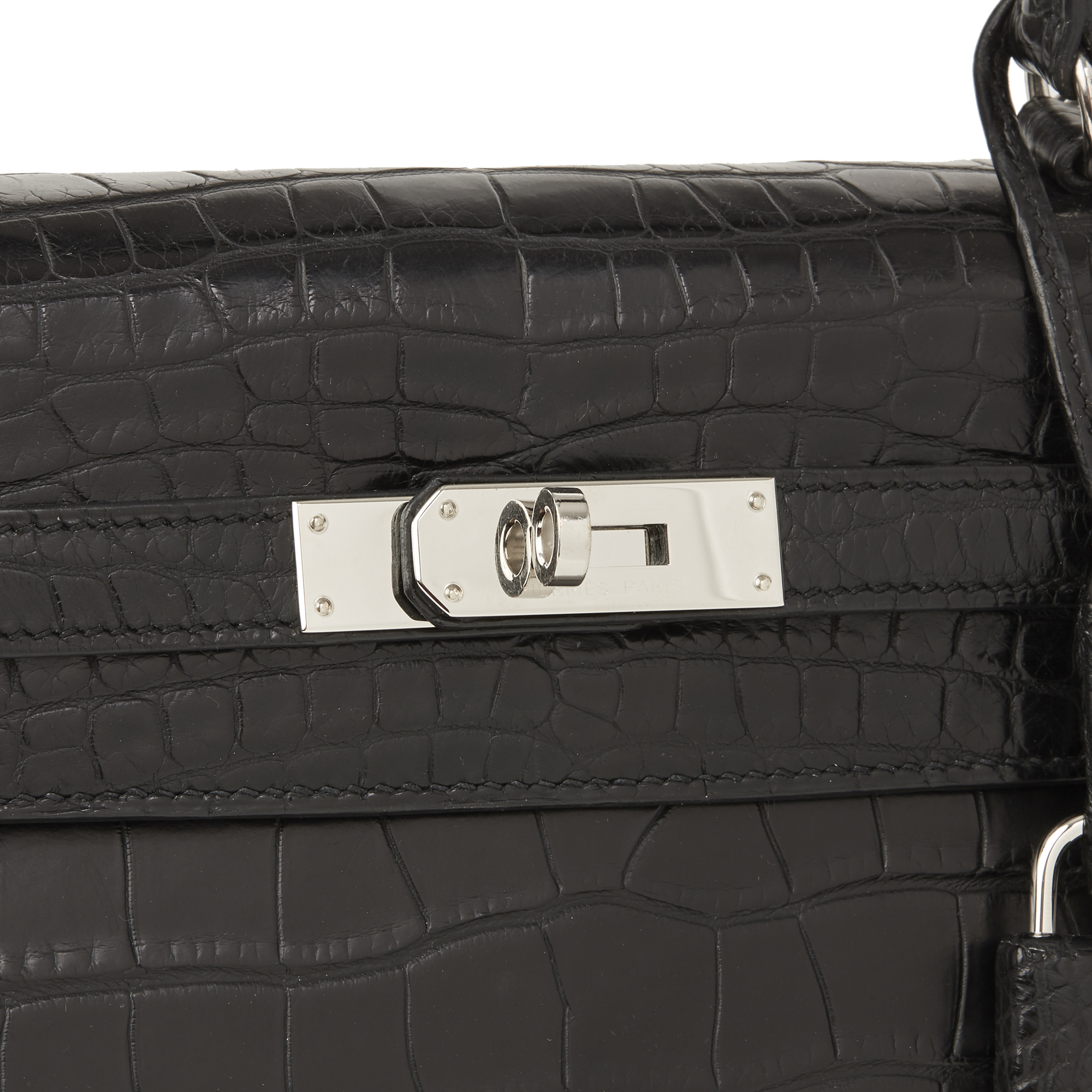 Hermès Black Matte Mississippiensis Alligator Leather Kelly 35Cm Retourne - Image 7 of 11
