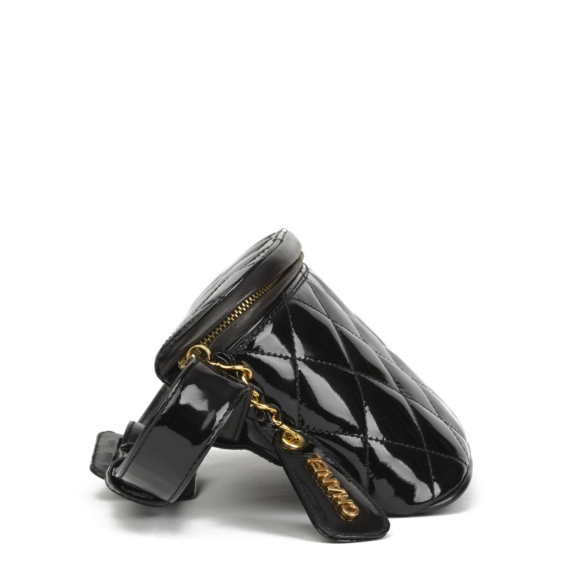 Chanel Black Quilted Patent Leather Vintage Timeless Belt Bag - Image 12 of 12